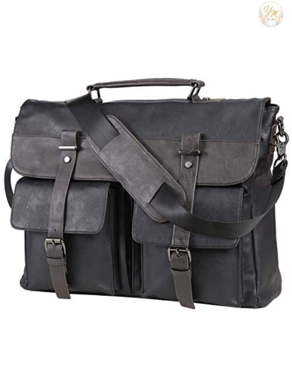 Vintage Laptop Messenger Bag 15.6 inch Water-resistant PU Leather Satchel